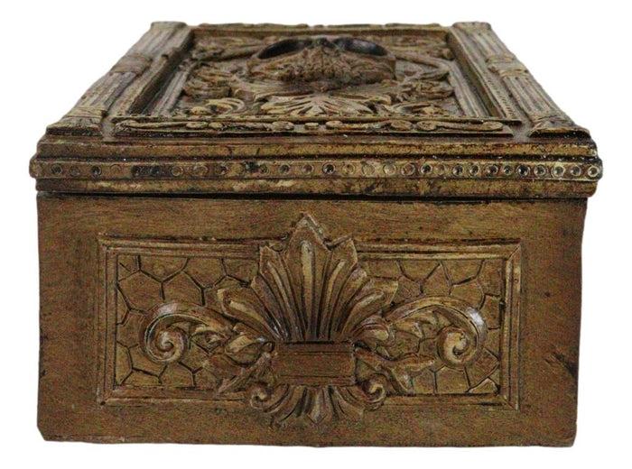Ebros Gift Rustic Bronzed Tooled Floral Mayan Aztec Skull Wicca Tarot Cards Decorative Box
