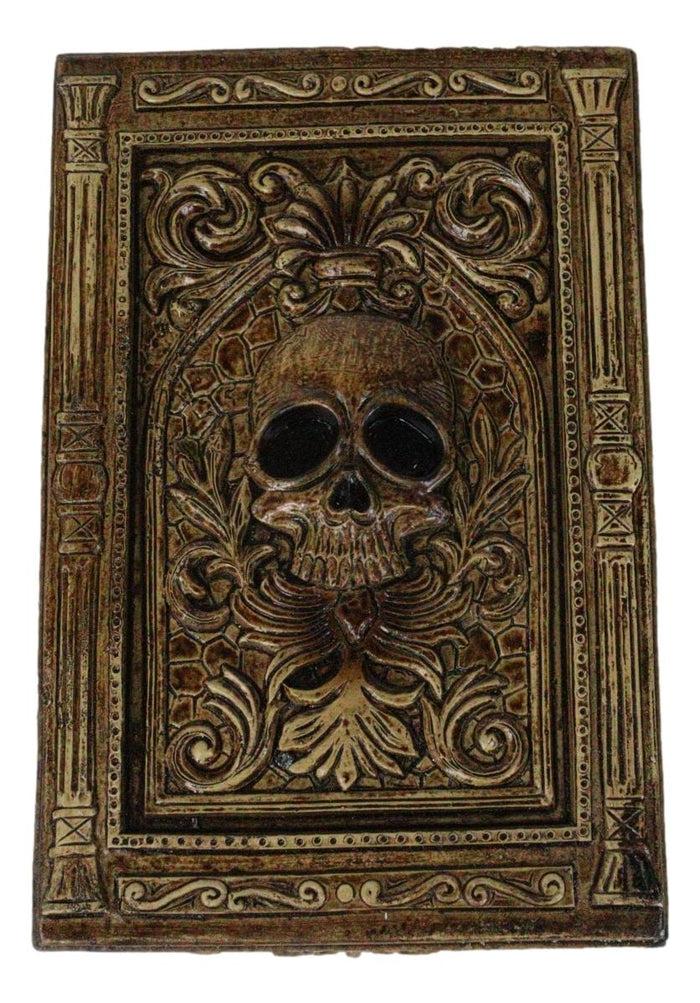 Ebros Gift Rustic Bronzed Tooled Floral Mayan Aztec Skull Wicca Tarot Cards Decorative Box