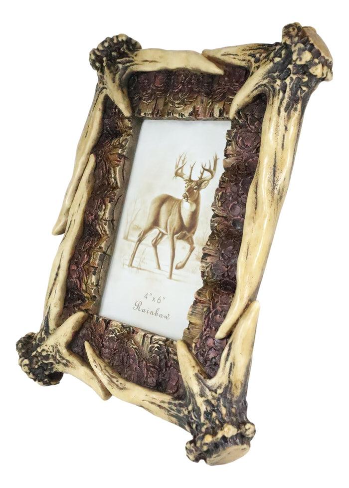 Ebros Gift Rustic Buckhorn Deer Stag Antlers Picture Frame With Easel Back 4"X6" Photo