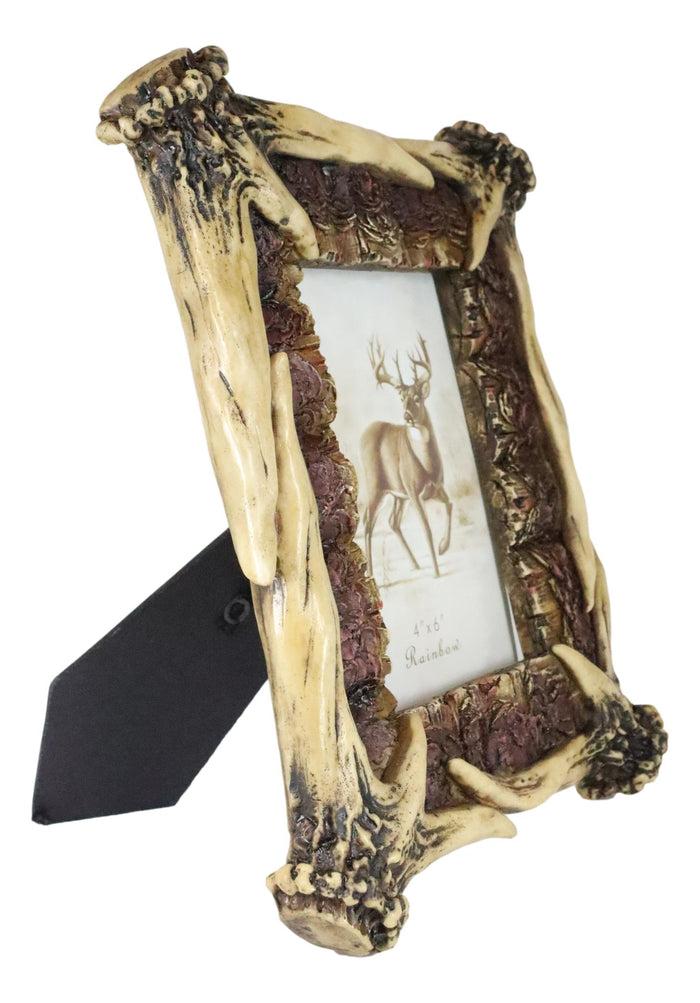 Ebros Gift Rustic Buckhorn Deer Stag Antlers Picture Frame With Easel Back 4"X6" Photo