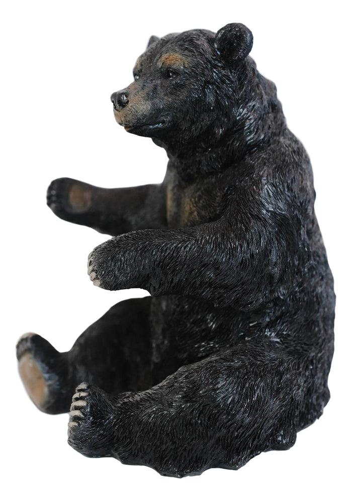 Ebros Gift Rustic Cabin Lodge Decorative Sitting Black Bear Wine Bottle Holder Figurine
