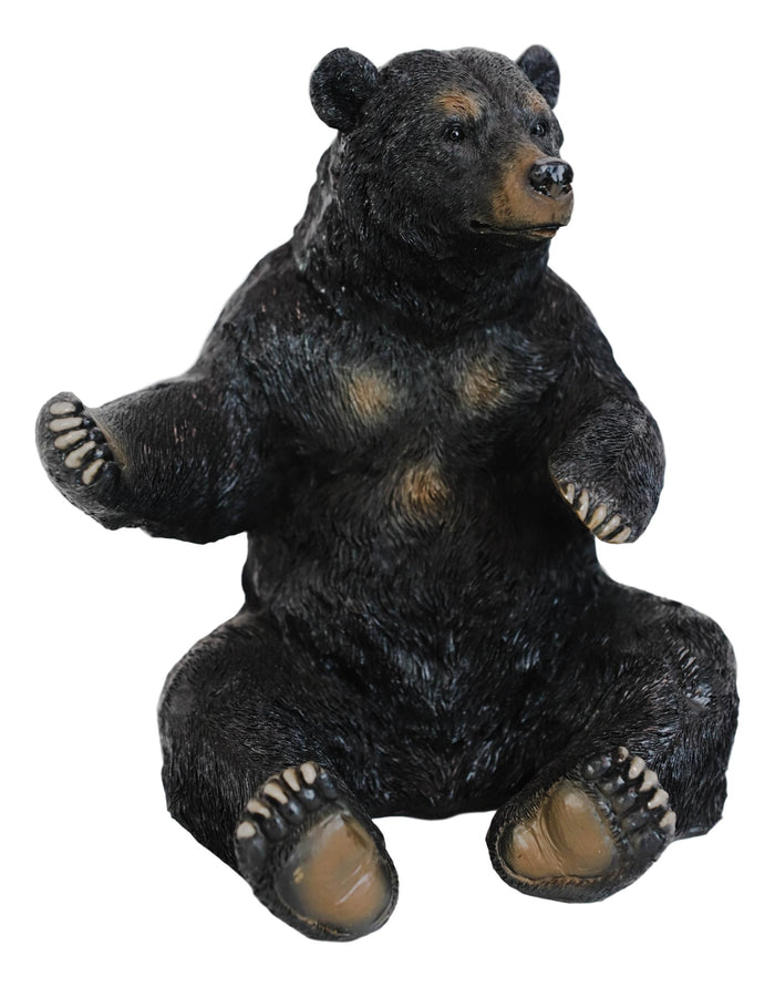 Ebros Gift Rustic Cabin Lodge Decorative Sitting Black Bear Wine Bottle Holder Figurine