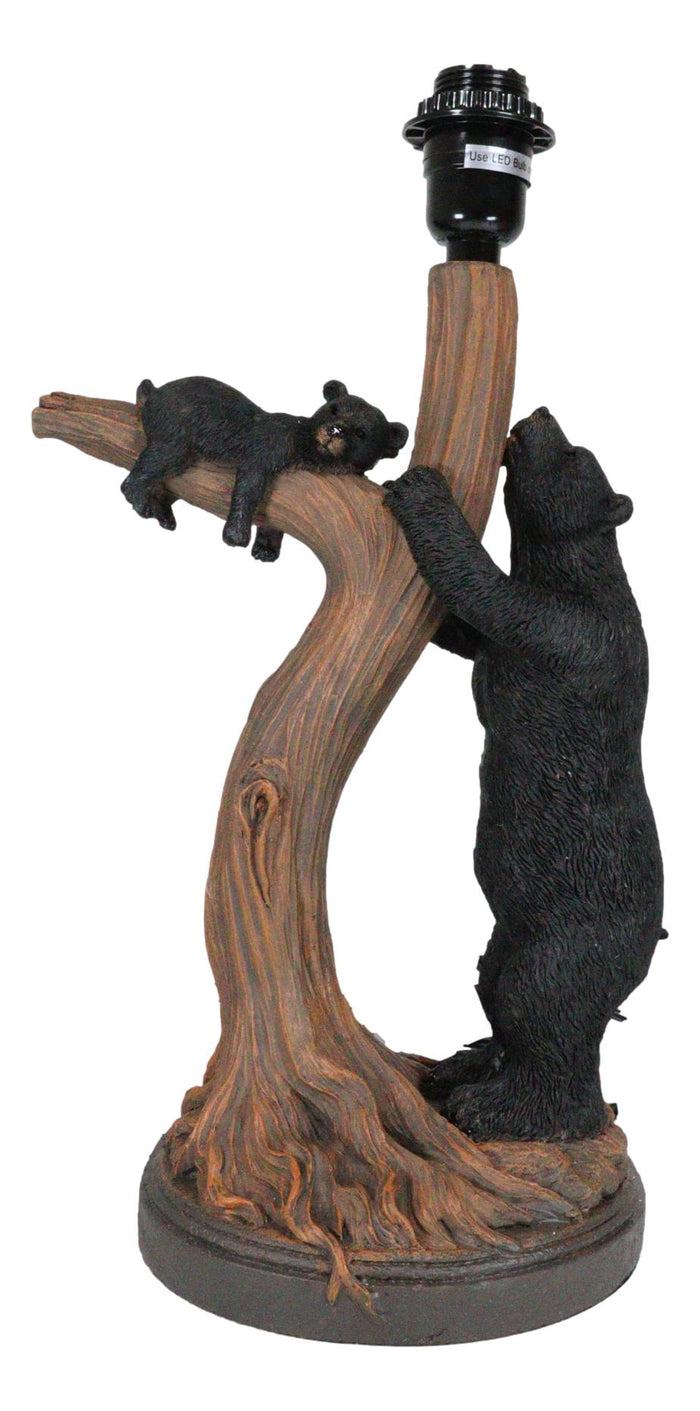 Ebros Gift Rustic Cabin Mama Bear And Sleeping Cub On Tree Branch Table Lamp W/Shade Decor