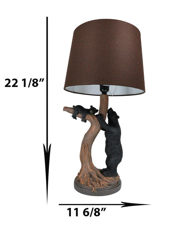 Ebros Gift Rustic Cabin Mama Bear And Sleeping Cub On Tree Branch Table Lamp W/Shade Decor