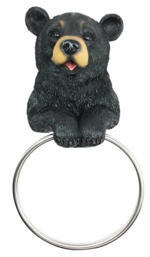 Ebros Gift Rustic Cabin Vanity Bathroom Bear Hand Towel Ring Holder Figurine Powder Room