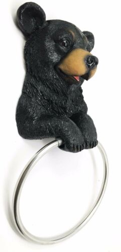 Ebros Gift Rustic Cabin Vanity Bathroom Bear Hand Towel Ring Holder Figurine Powder Room