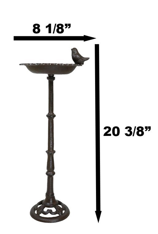 Ebros Gift Rustic Cast Iron Bird Perching On Sunflower Bird Feeder Bath Garden Statue 20"H