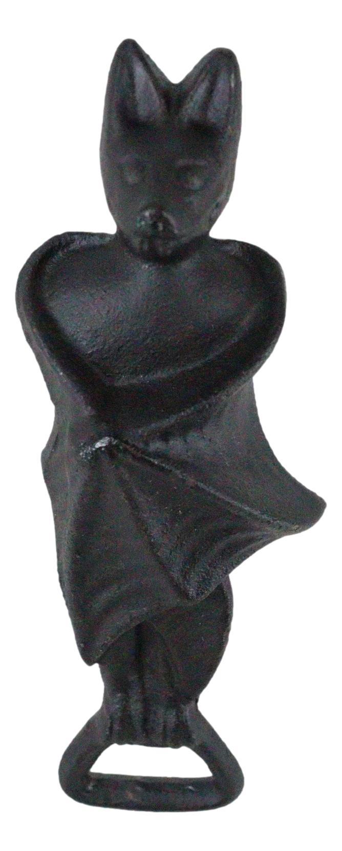 Ebros Gift Rustic Cast Iron Black Gothic Blood Sucking Vampire Bat Hand Bottle Cap Opener