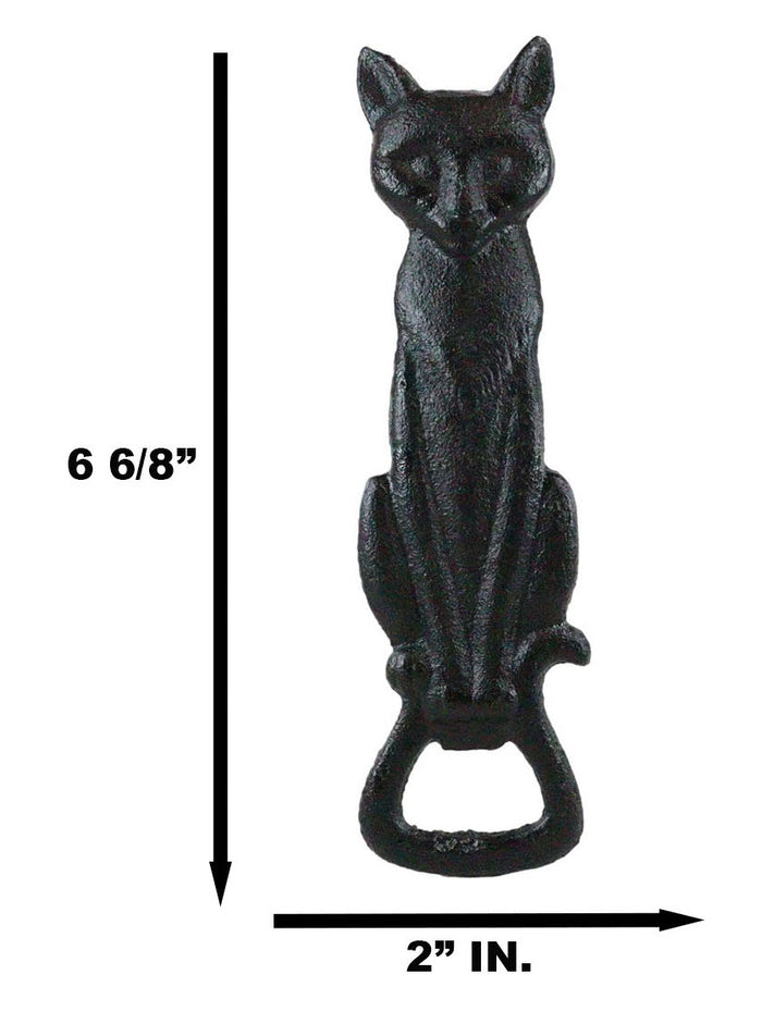 Ebros Gift Rustic Cast Iron Black Gothic Feline Witching Hour Cat Hand Bottle Cap Opener