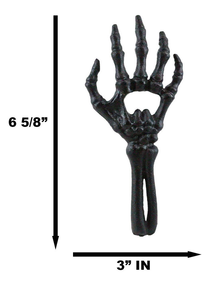 Ebros Gift Rustic Cast Iron Black Gothic Skeletal Bone Skeleton Hand Bottle Cap Opener
