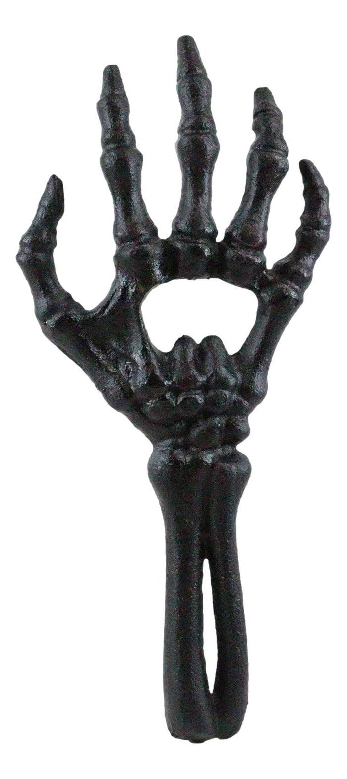ebros gift Rustic Cast Iron Black Gothic Skeletal Bone Skeleton Hand Bottle Cap Opener