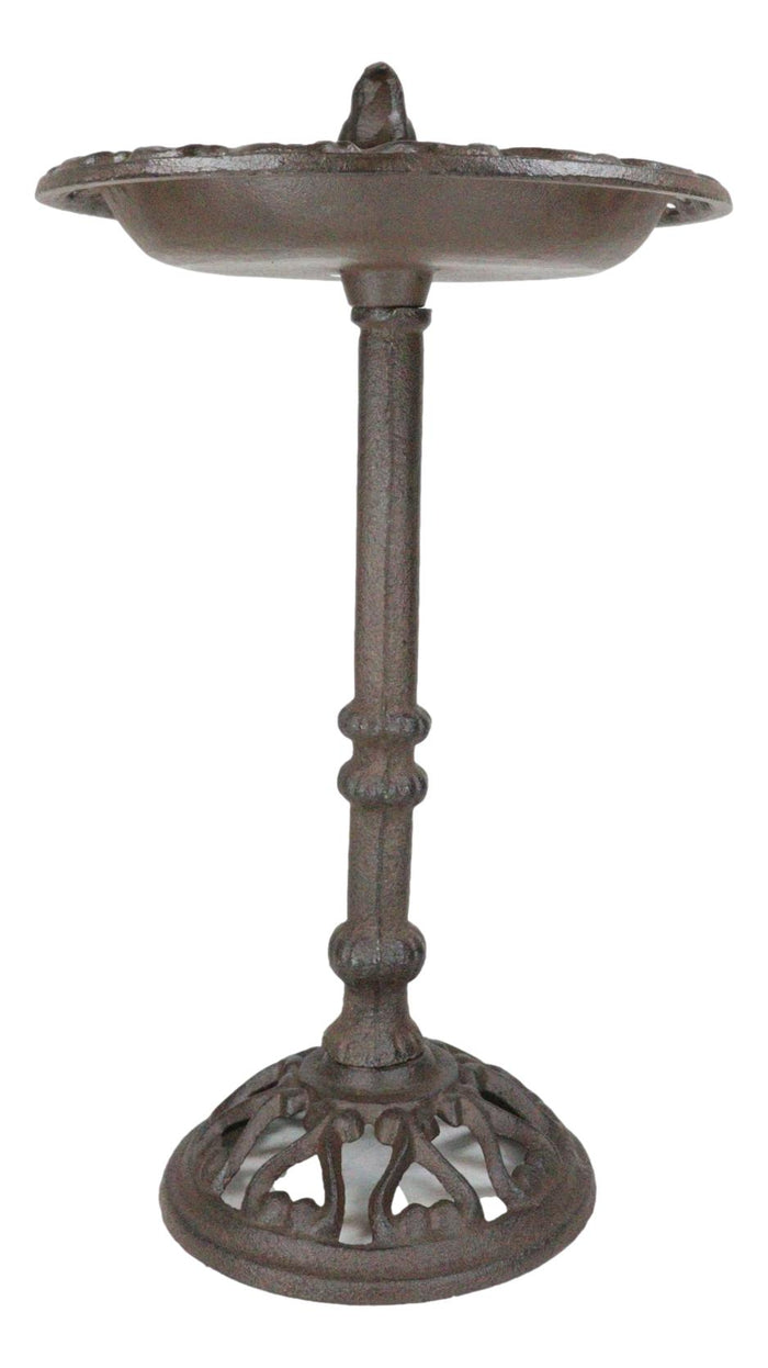 Ebros Gift Rustic Cast Iron Bluebird Victorian Floral Bird Feeder Bath Garden Statue 14"H