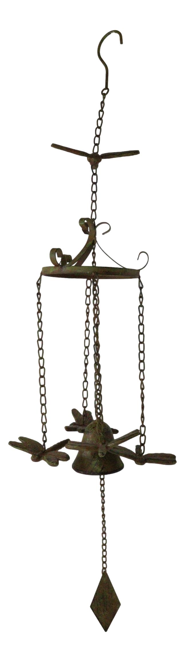 Ebros Gift Rustic Cast Iron Cottage Garden Dragonfly New Beginnings Quaint Bell Wind Chime