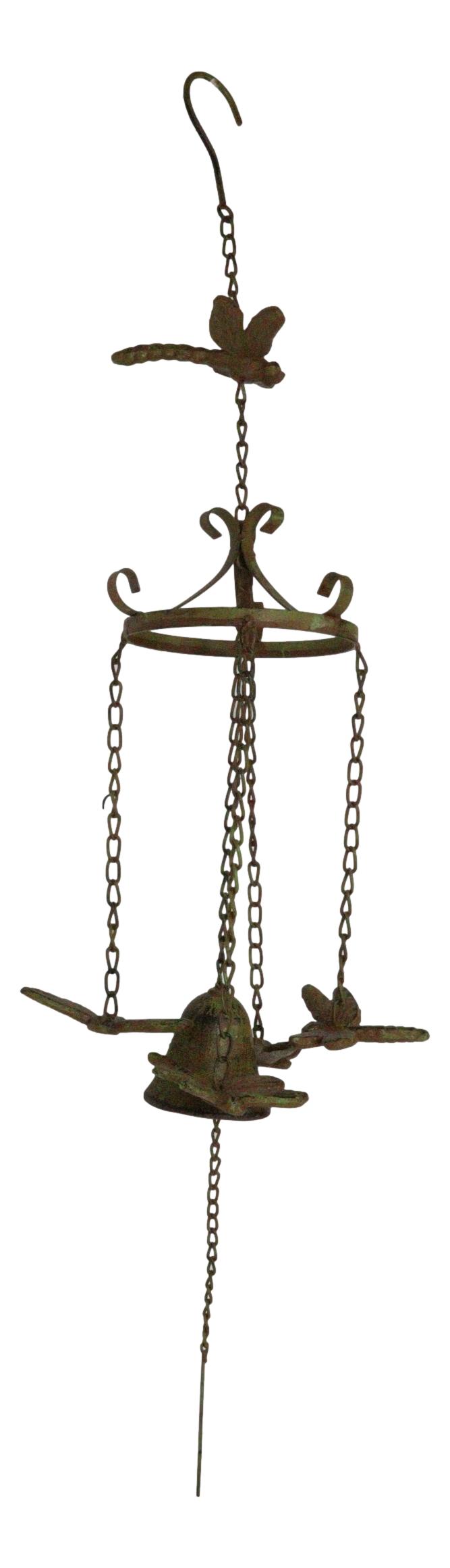 Ebros Gift Rustic Cast Iron Cottage Garden Dragonfly New Beginnings Quaint Bell Wind Chime
