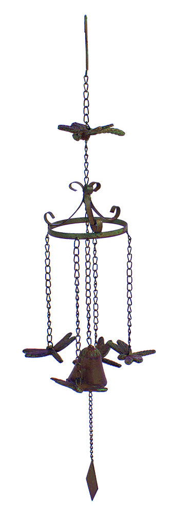 ebros gift Rustic Cast Iron Cottage Garden Dragonfly New Beginnings Quaint Bell Wind Chime