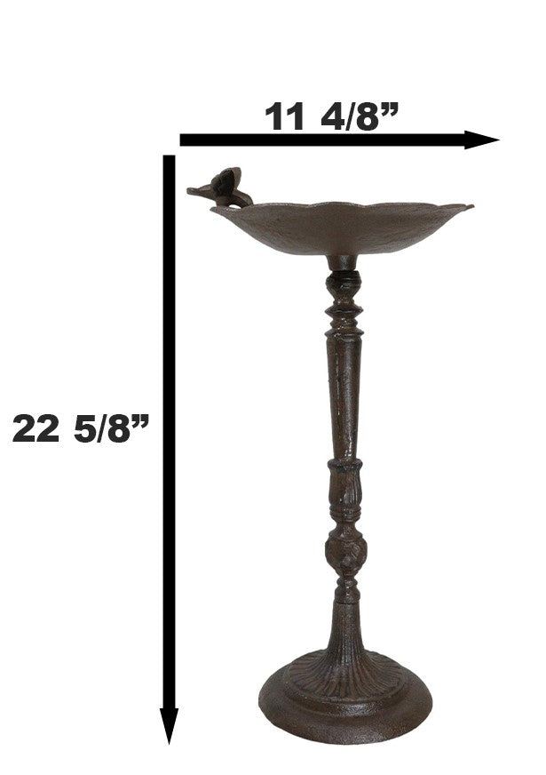 Ebros Gift Rustic Cast Iron Hummingbird Perching On Flower Garden Bird Feeder Bath 22"H