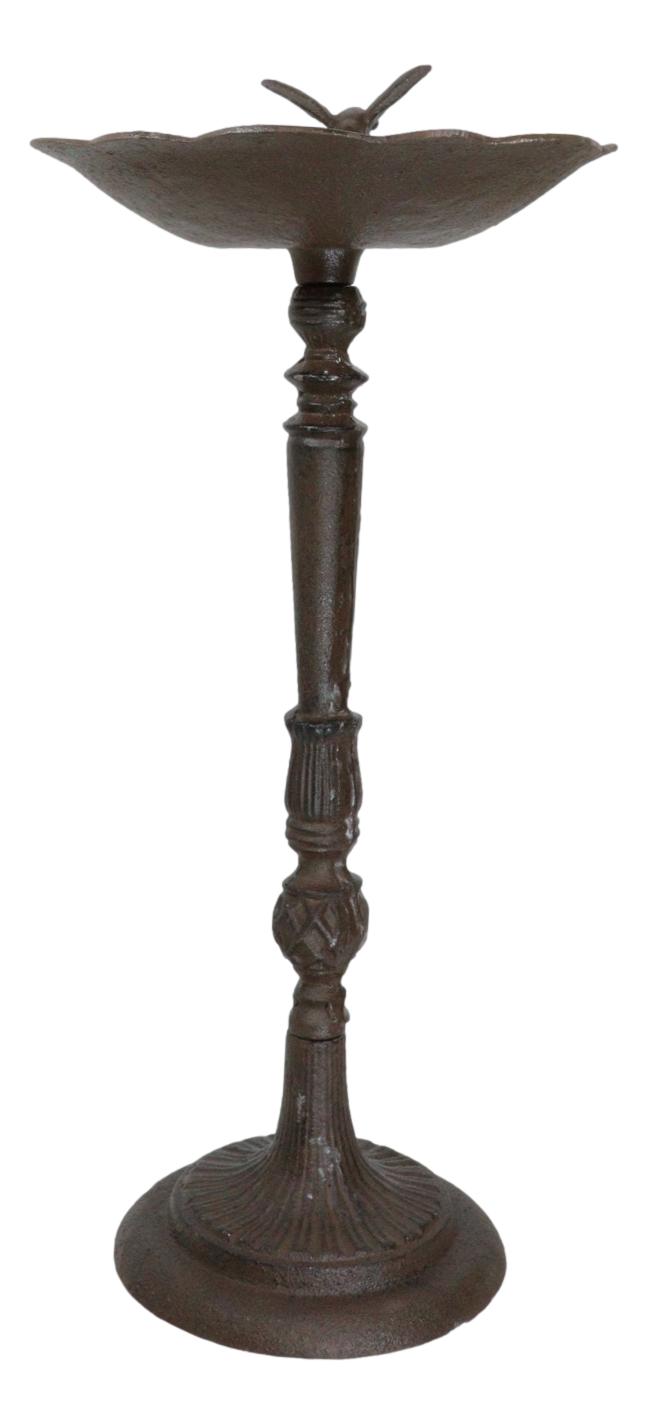 Ebros Gift Rustic Cast Iron Hummingbird Perching On Flower Garden Bird Feeder Bath 22"H