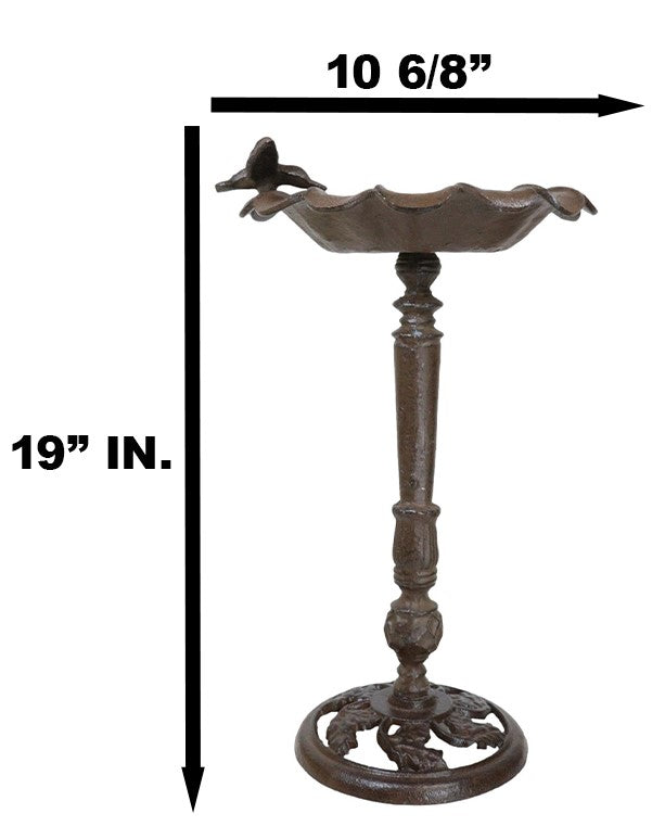 Ebros Gift Rustic Cast Iron Hummingbird Perching On Sunflower Garden Bird Feeder Bath 19"H