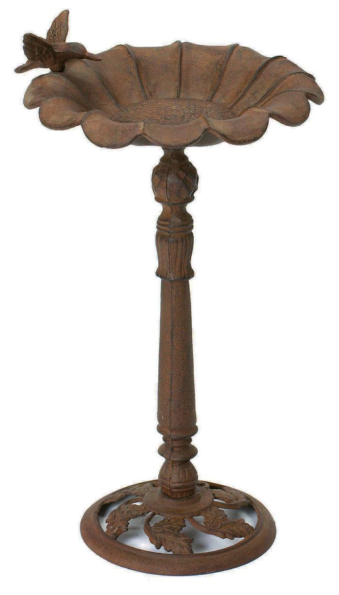 ebros gift Rustic Cast Iron Hummingbird Perching On Sunflower Garden Bird Feeder Bath 19"H