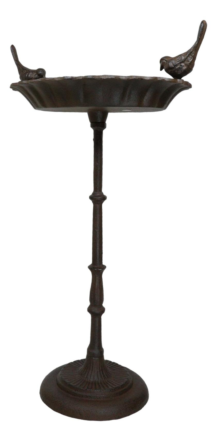 Ebros Gift Rustic Cast Iron Lovebirds Perching On Sunflower Garden Bird Feeder Bath 23"H