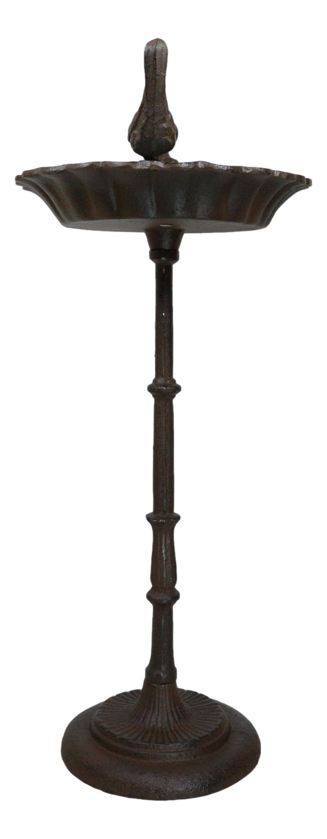 Ebros Gift Rustic Cast Iron Lovebirds Perching On Sunflower Garden Bird Feeder Bath 23"H
