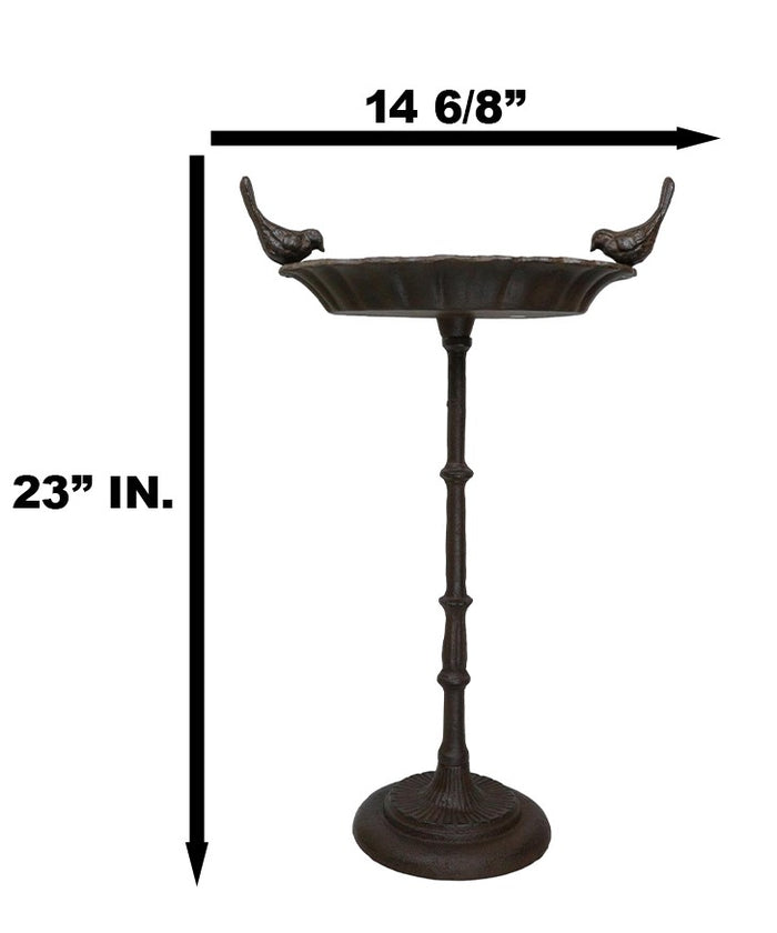 Ebros Gift Rustic Cast Iron Lovebirds Perching On Sunflower Garden Bird Feeder Bath 23"H