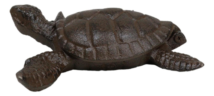 Ebros Gift Rustic Cast Iron Sea Turtle Decorative Secret Key Concealer Trinket Box Figurine