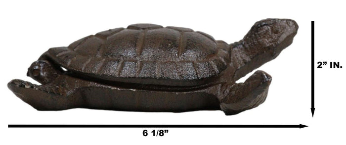 Ebros Gift Rustic Cast Iron Sea Turtle Decorative Secret Key Concealer Trinket Box Figurine