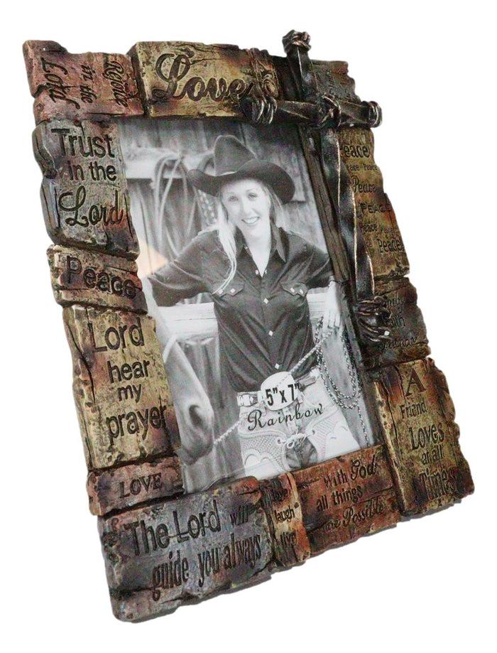 Ebros Gift Rustic Christian Bible Scripture Faith Hope Love Grace 5"x7" Picture Photo Frame