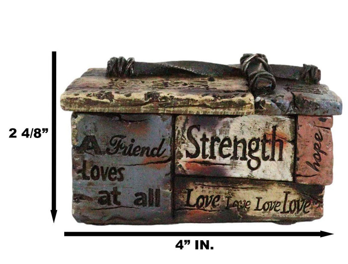 Ebros Gift Rustic Christian Bible Scripture Friendship Faith Hope Love Grace Trinket Box