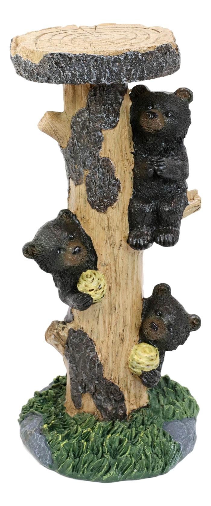 Ebros Gift Rustic Climbing Bear Cubs With Bee Hives Pillar Candle Holder Stand Set Of 2