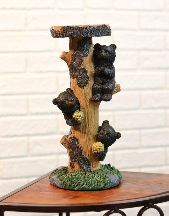 Ebros Gift Rustic Climbing Bear Cubs With Honeycomb Bee Hives Pillar Candle Holder Stand