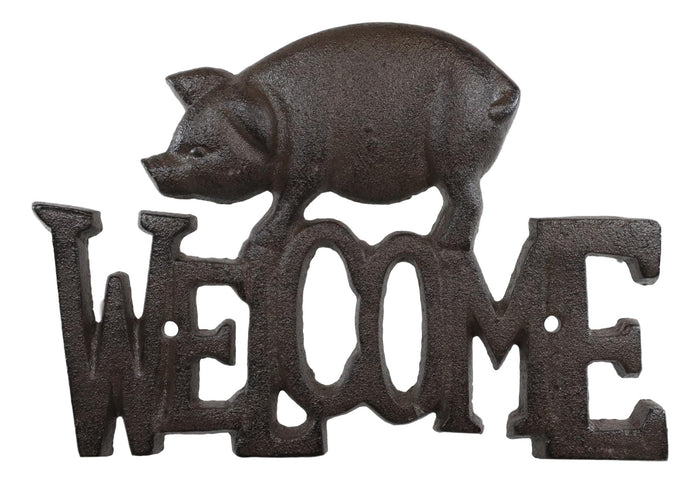 Ebros Gift Rustic Country Farm Bacon Swine Pig Welcome Sign Wall Decor Cutout Plaque 8"L