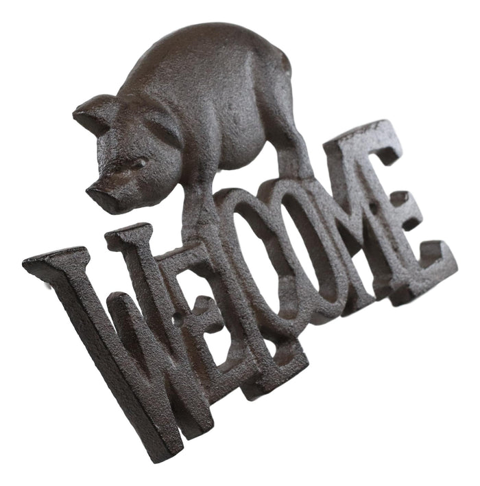 Ebros Gift Rustic Country Farm Bacon Swine Pig Welcome Sign Wall Decor Cutout Plaque 8"L