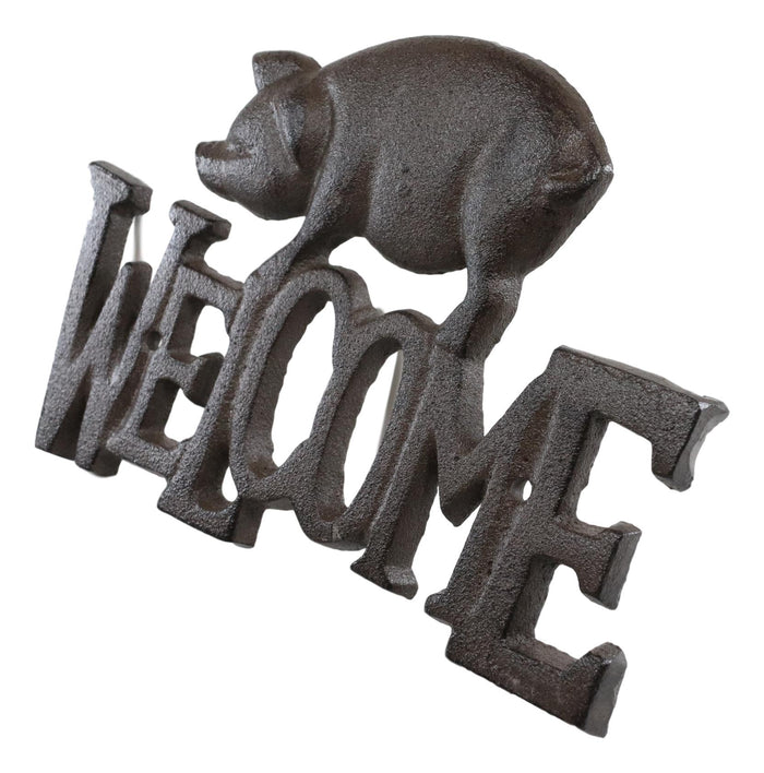 Ebros Gift Rustic Country Farm Bacon Swine Pig Welcome Sign Wall Decor Cutout Plaque 8"L