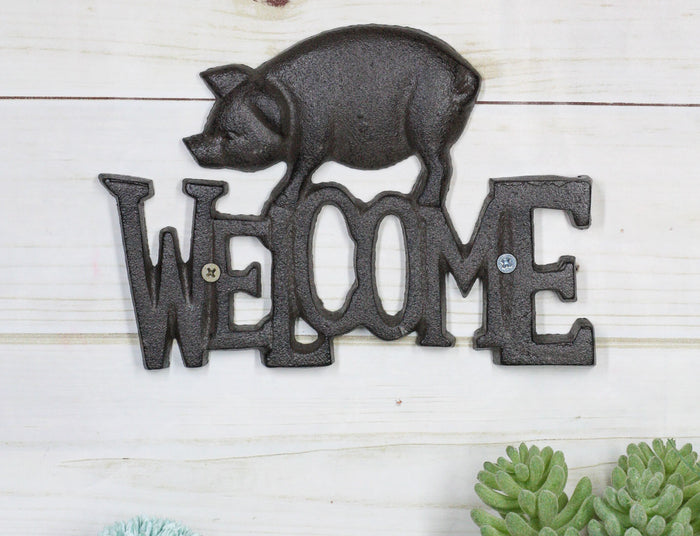 ebros gift Rustic Country Farm Bacon Swine Pig Welcome Sign Wall Decor Cutout Plaque 8"L