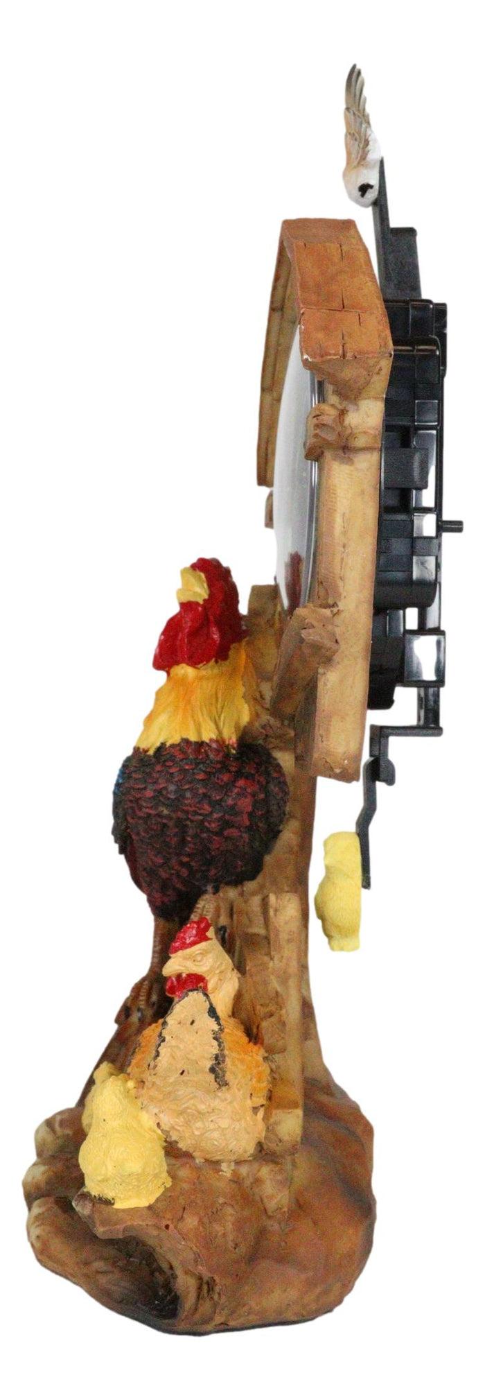 Ebros Gift Rustic Country Rooster Hen And Chicks Chicken Family Table Clock With Pendulum
