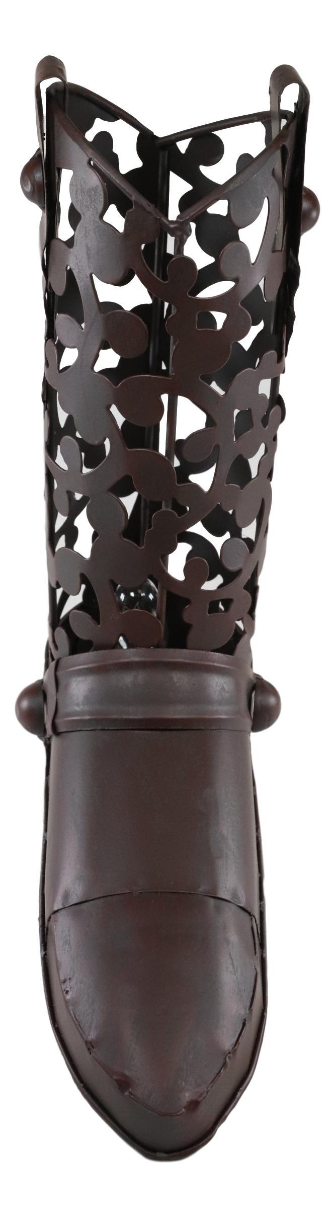 Ebros Gift Rustic Country Western Metal Filigree Cowboy Boot Night Light Or Shadow Caster