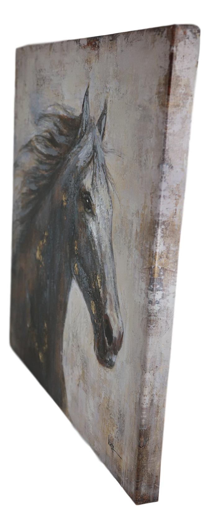 Ebros Gift Rustic Country Western Running Mustang Horse Canvas Picture Wooden Frame 24"24"