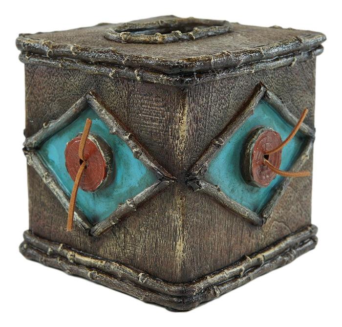Ebros Gift Rustic Country Western Turquoise Bullseye Faux Branch Wood Tissue Box Cover