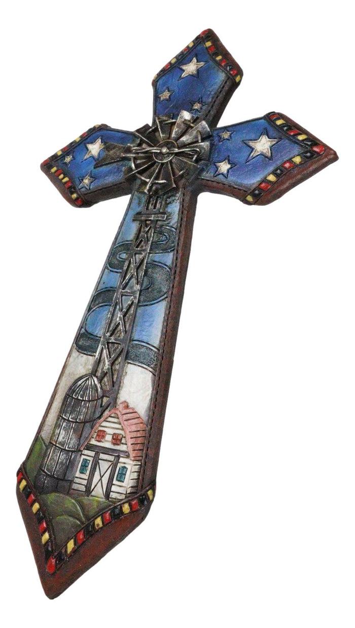 Ebros Gift Rustic Country Windmill By Cottage Barn Home With Starry Night Skies Wall Cross