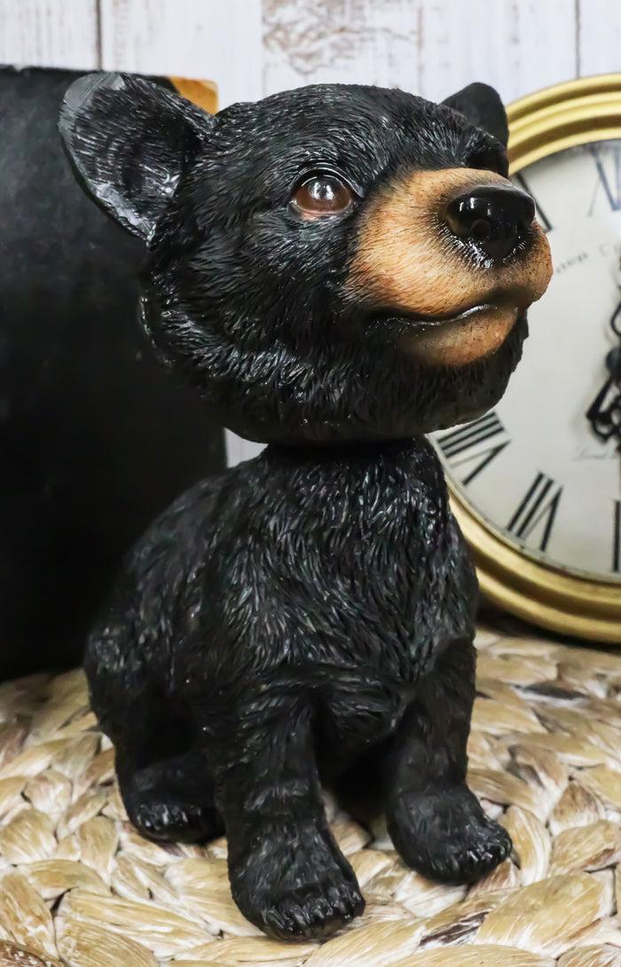 ebros gift Rustic Country Woodlands Forest Black Bear Cub Bobblehead Decor Figurine 6"H