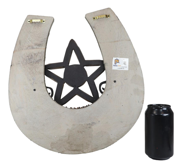 Ebros Gift Rustic Cowboy Horseshoe Western Star Dual Pistol Guns Bullet Shells Wall Decor