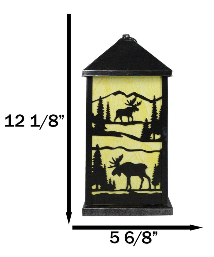 Ebros Gift Rustic Deer Moose Scenic Forest Mountains Electric Metal Wall Or Floor Lantern