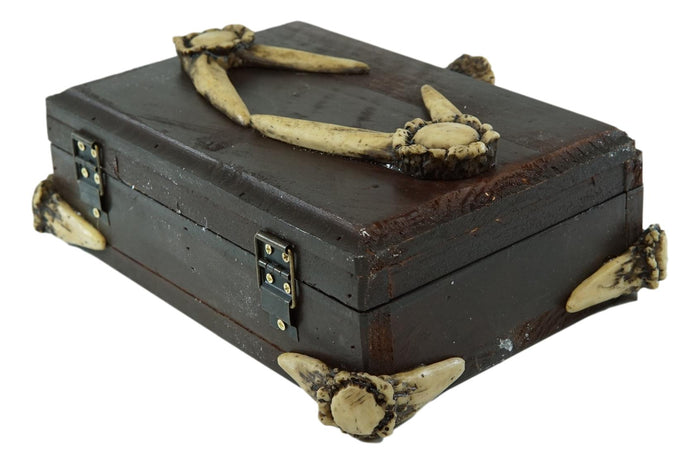 Ebros Gift Rustic Elk Deer Stag Antlers Hinged Wooden Decorative Jewelry Box Sculpture