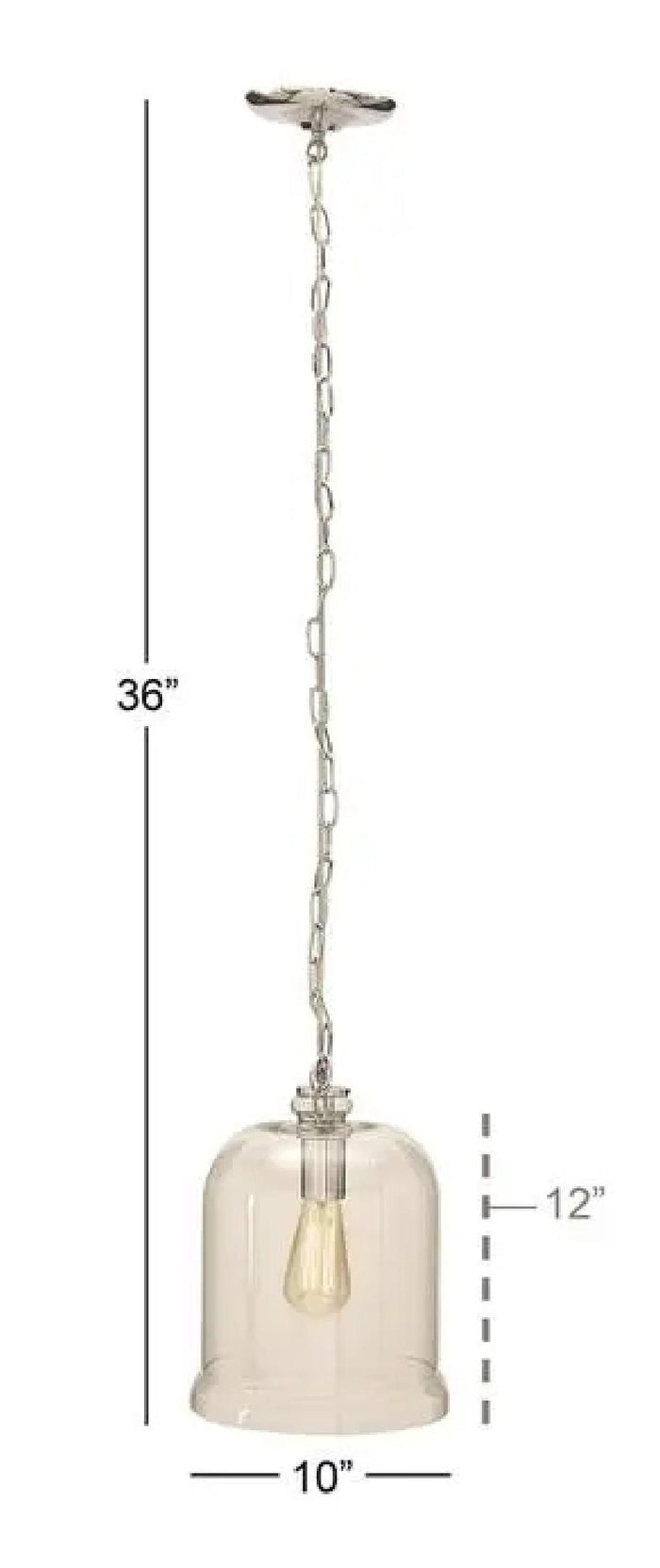 Ebros Gift Rustic Farmhouse Clear Glass Canopy Bell Pendant Ceiling Wall Lamp With Chain