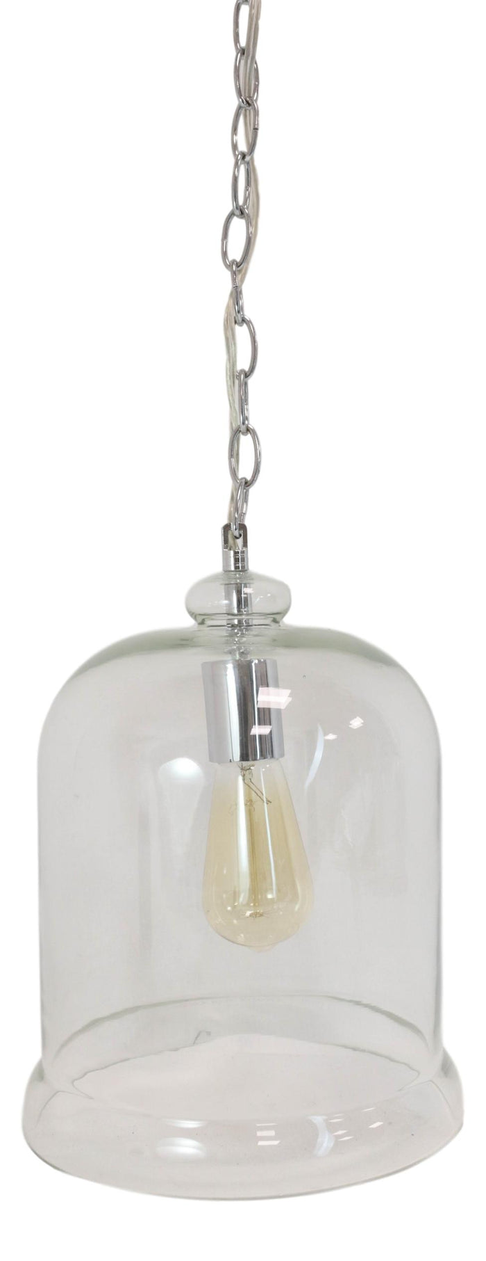 Ebros Gift Rustic Farmhouse Clear Glass Canopy Bell Pendant Ceiling Wall Lamp With Chain