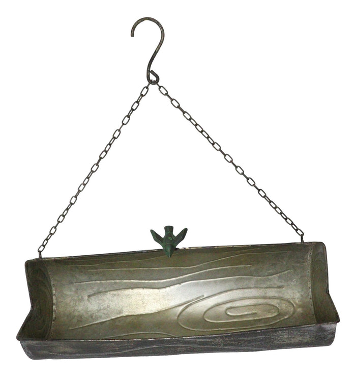 Ebros Gift Rustic Farmhouse Distressed Metal Tree Log Hanging Wall Planter 19"L With Chain