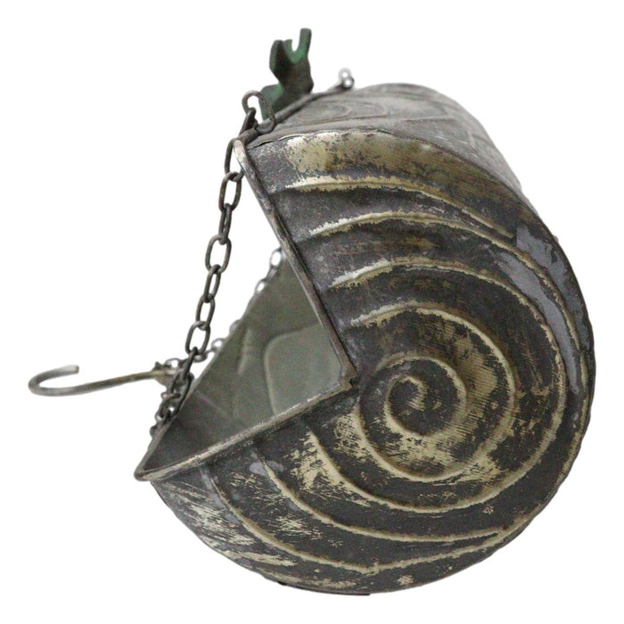 Ebros Gift Rustic Farmhouse Distressed Metal Tree Log Hanging Wall Planter 19"L With Chain