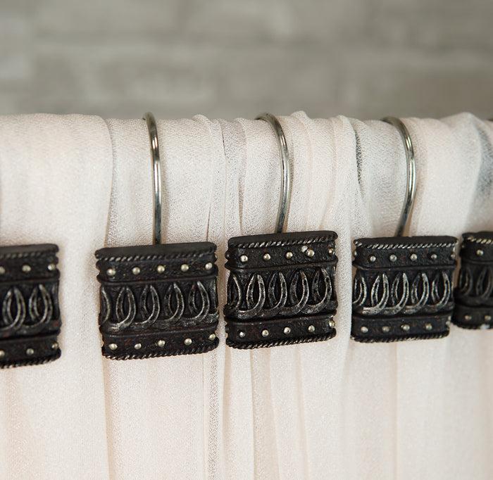ebros gift Rustic Faux Silver Multi Horseshoes Charm Bathroom Shower Curtain Hooks 12pk